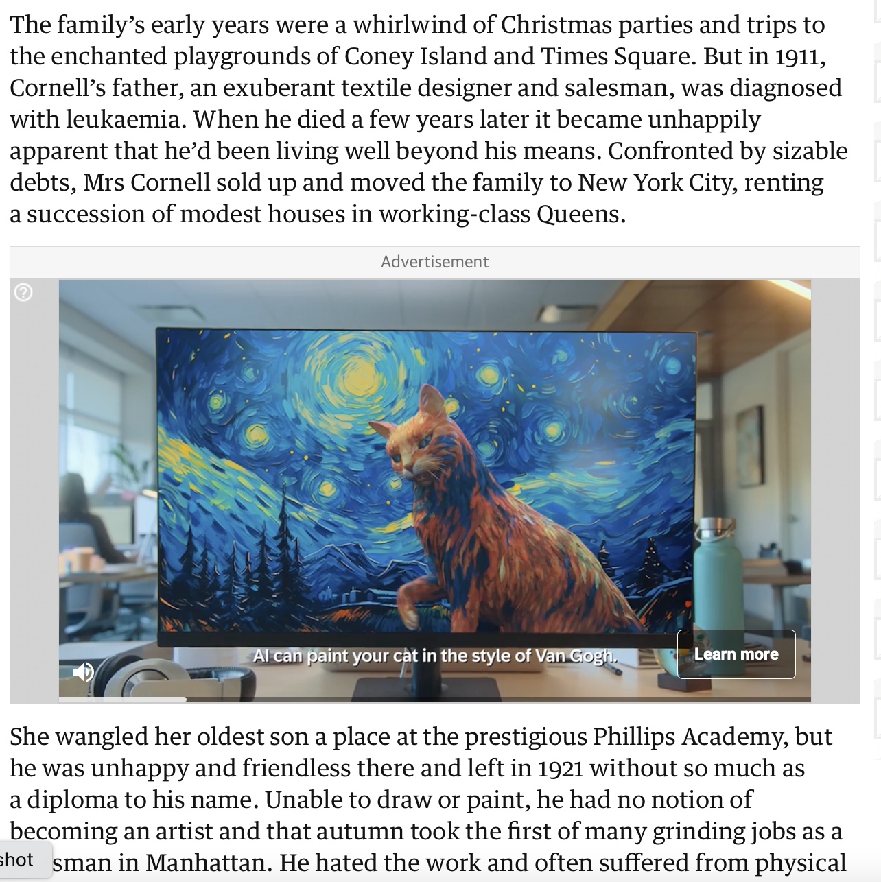 Screenshot for troubling AI gallery